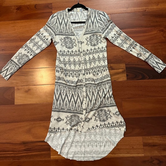 Jolt Long Lightweight Cardigan Grey & Ivory Size Small - Picture 1 of 12